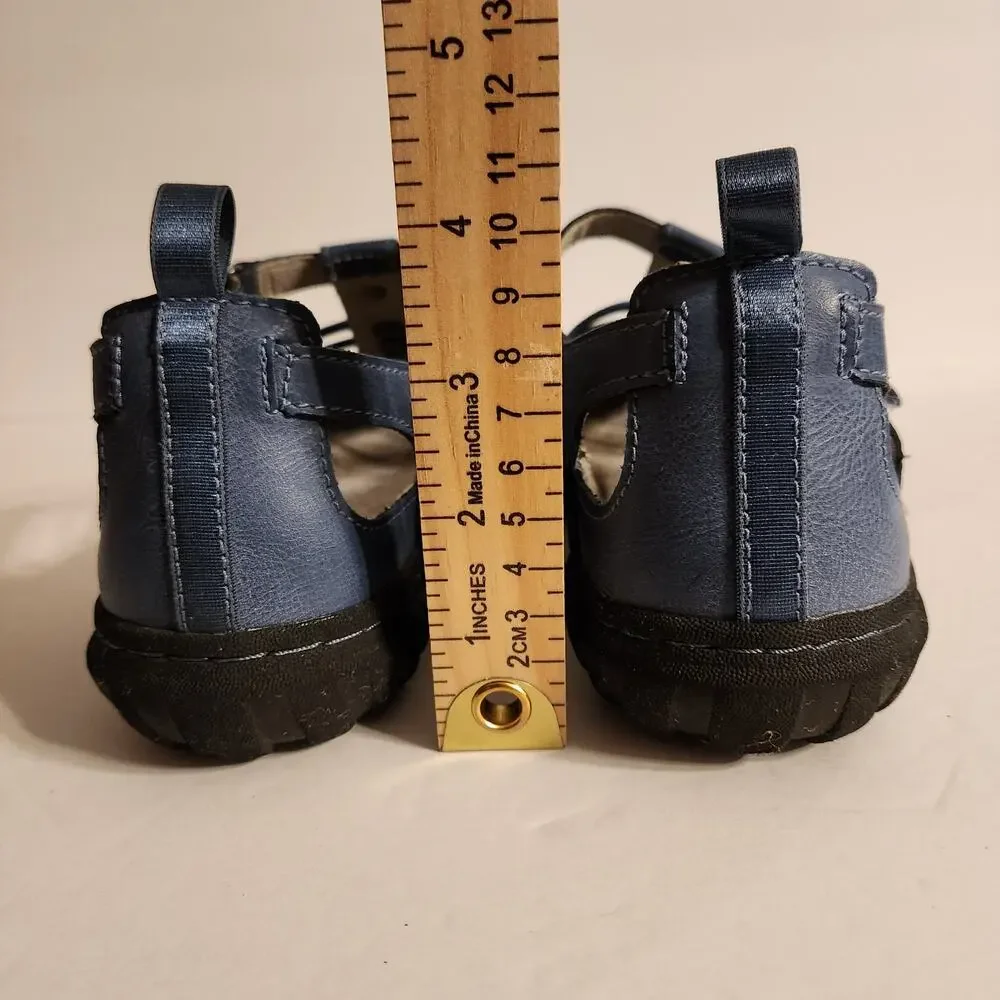 JBU by Jambu Peace Womens 7.5M Mary Jane Flat Blue Denim Faux Leather Closed Toe